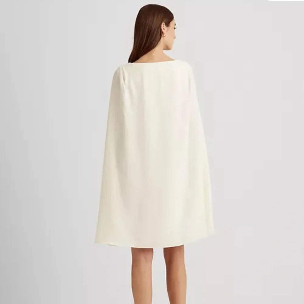 Cape Georgette Cocktail Dress - Winter Cream - Picture 6 of 7